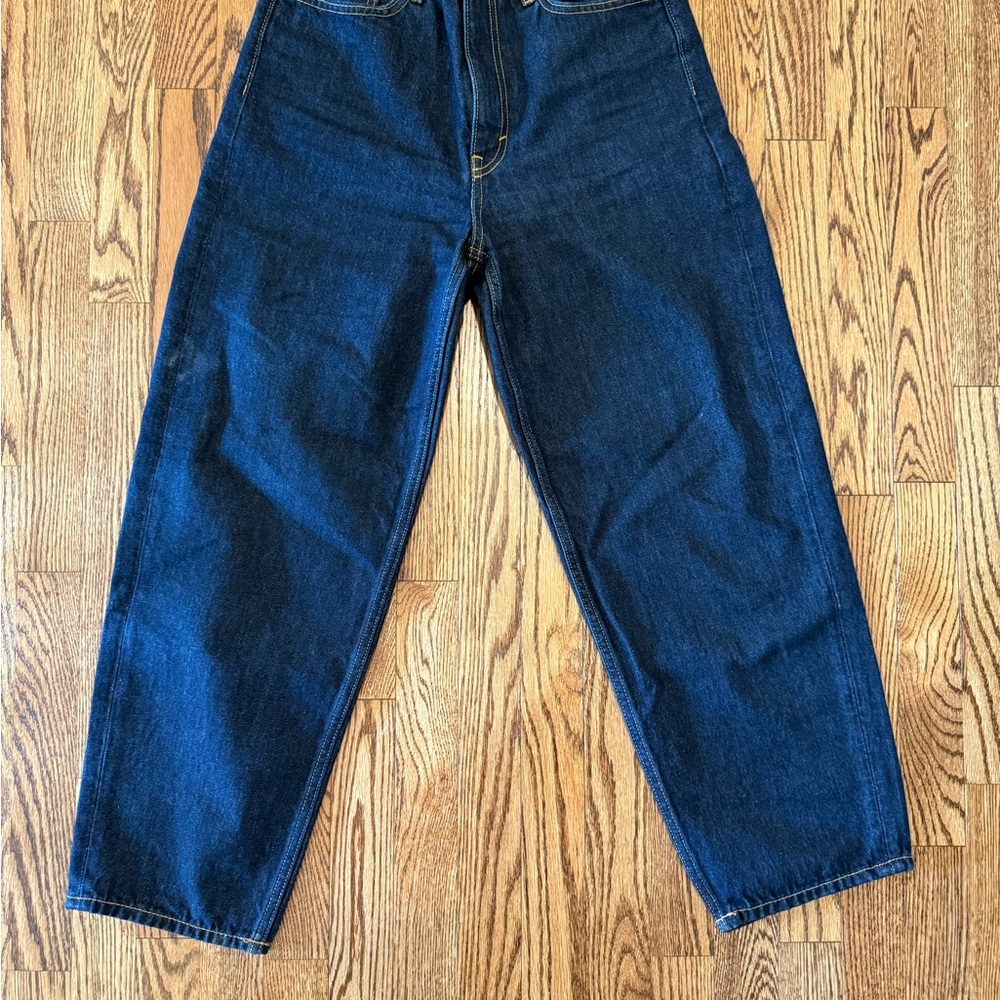 COS barrel leg dark rinse denim 27